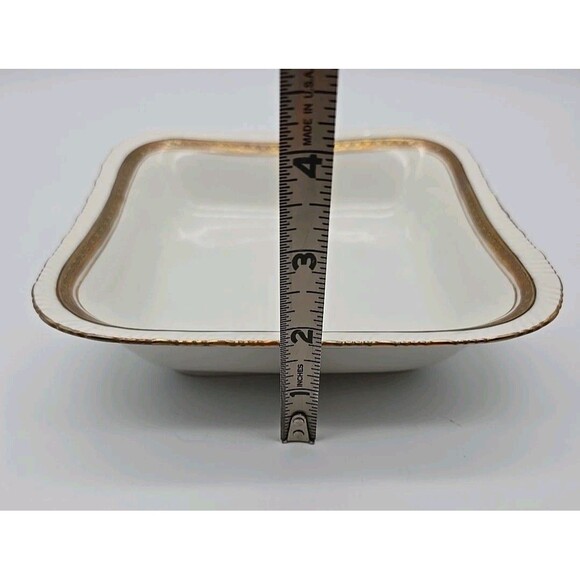 Rorstrand Sweden Small Square Porcelain Bowl #521 Gold Ribbon Pattern 7" - Picture 7 of 8
